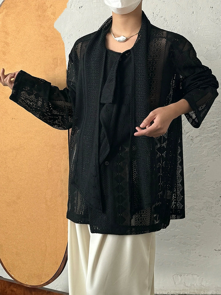 Jacquard Lace Sun Protection Ribbon Shirt