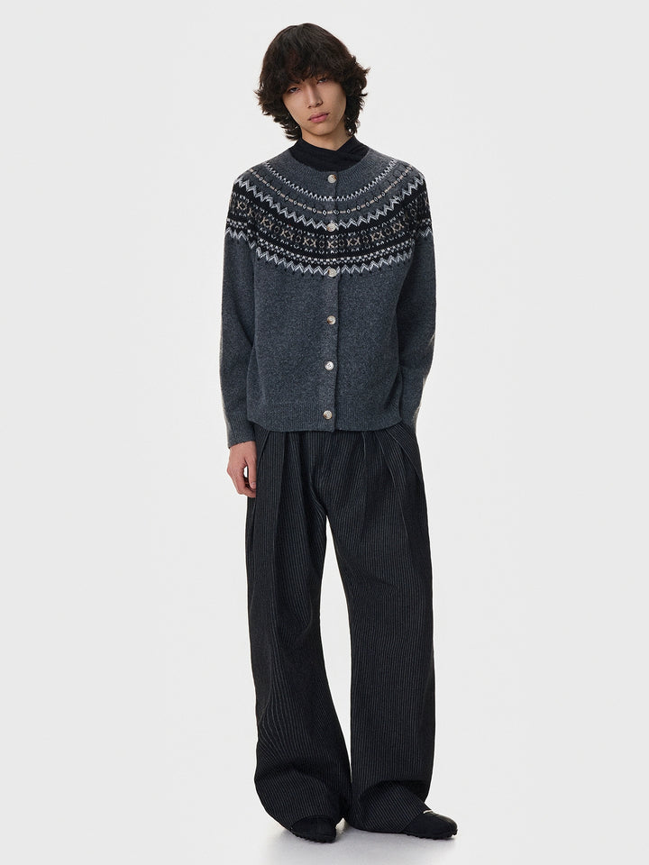 Fair Isle Knit Button Sweater