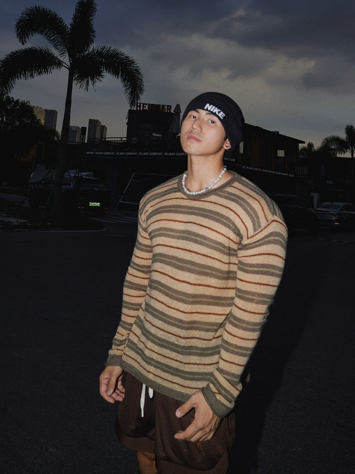 Striped Knit Long Sleeve Sweater
