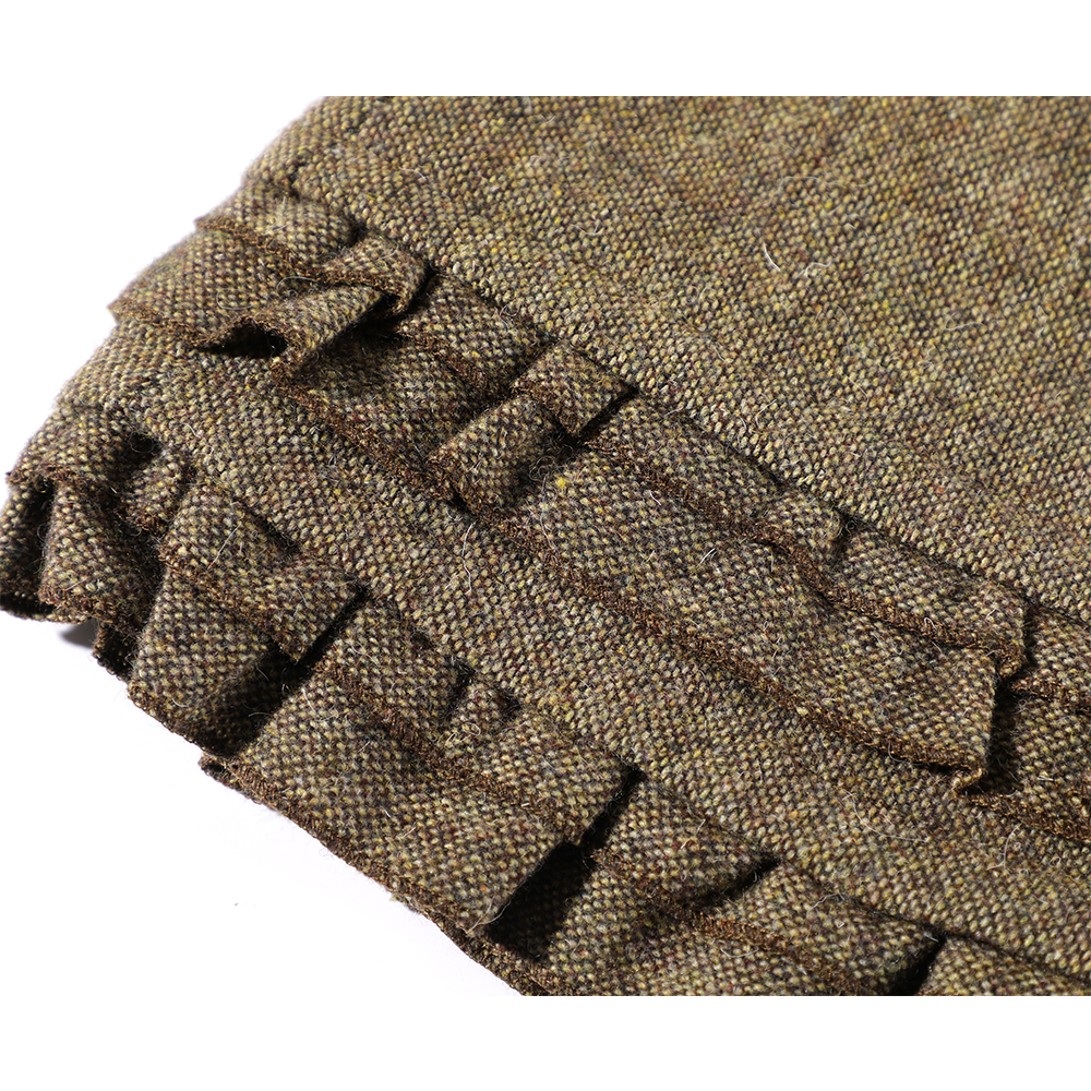 Lace Trim Wool A-Line Skirt