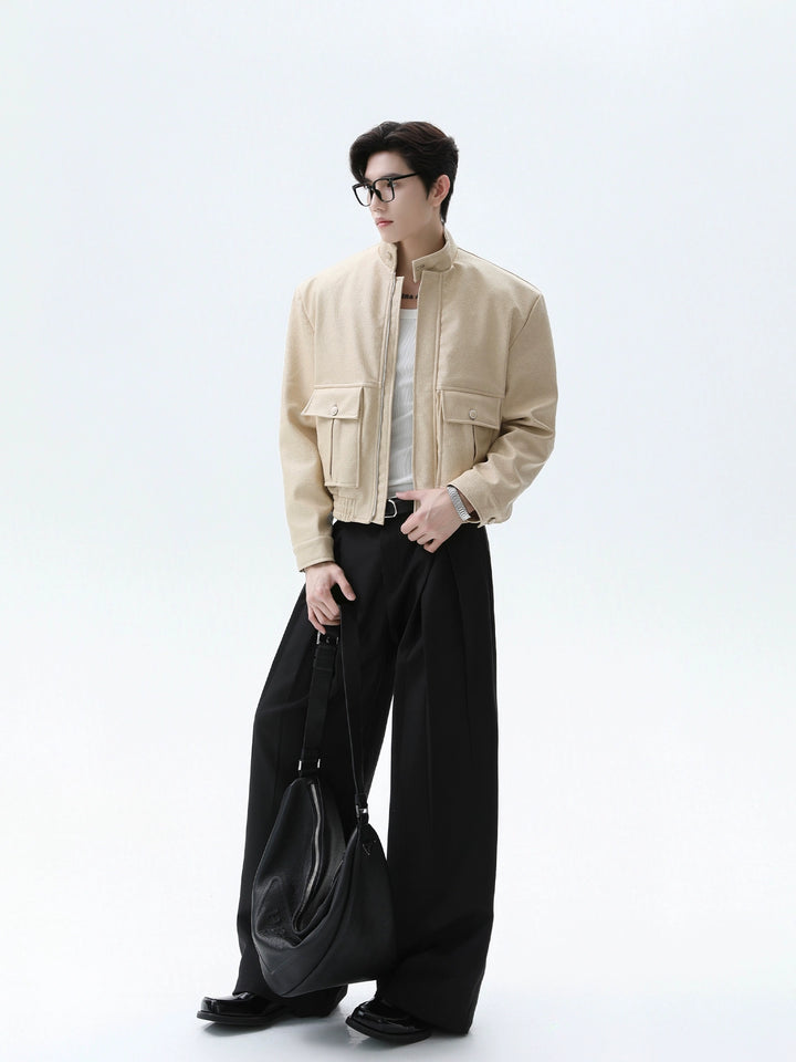 Stand-Up Collar PU Jacket