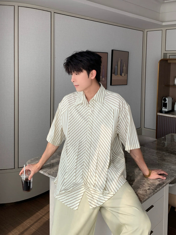 Striped Short Sleeve Casual Shirt