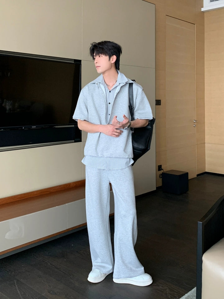 Casual Short Sleeve Polo Shirt and Pants