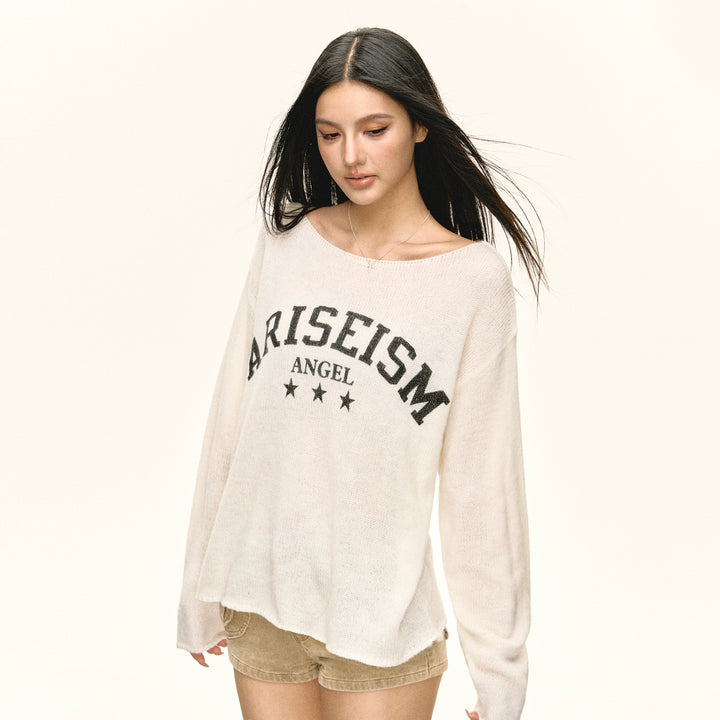 Off-Shoulder Knit Sweatshirt