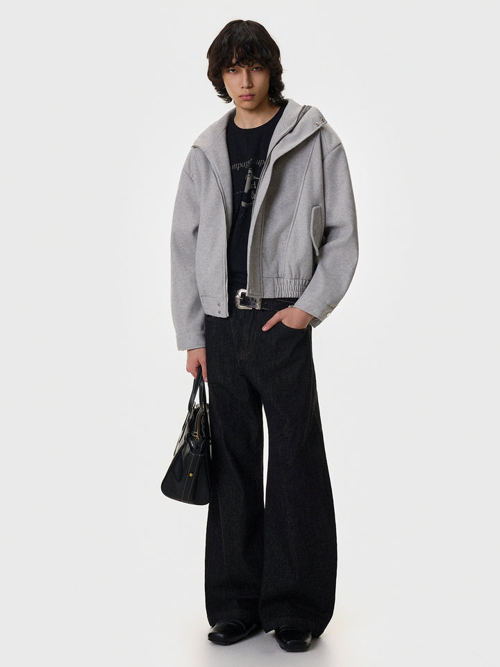 Retro uld zip-up hoodie jakke