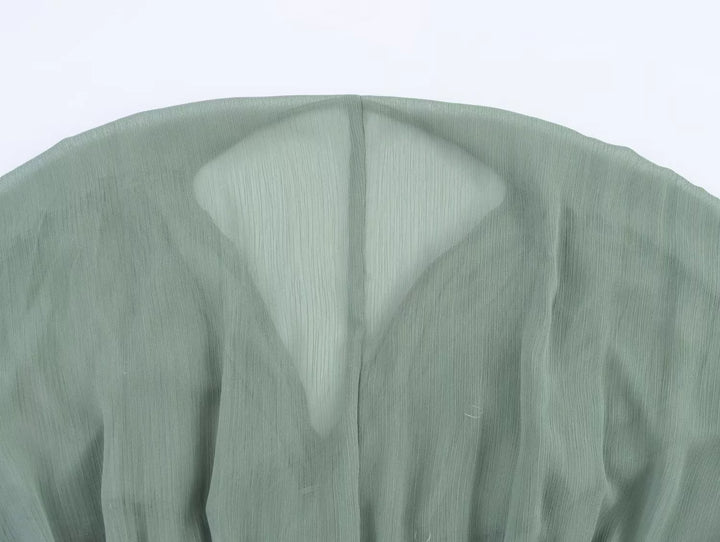 فستان ماكسي بأكمام طويلة وخصر مرن