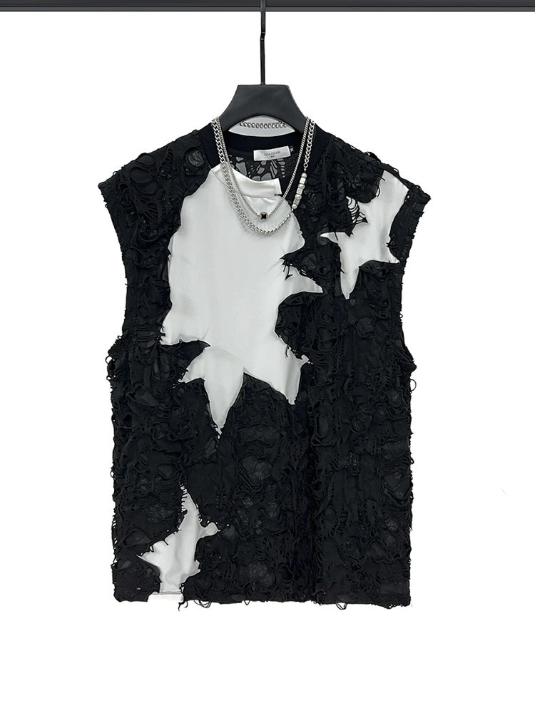 Patchwork Sleeveless Lace Sports Vest