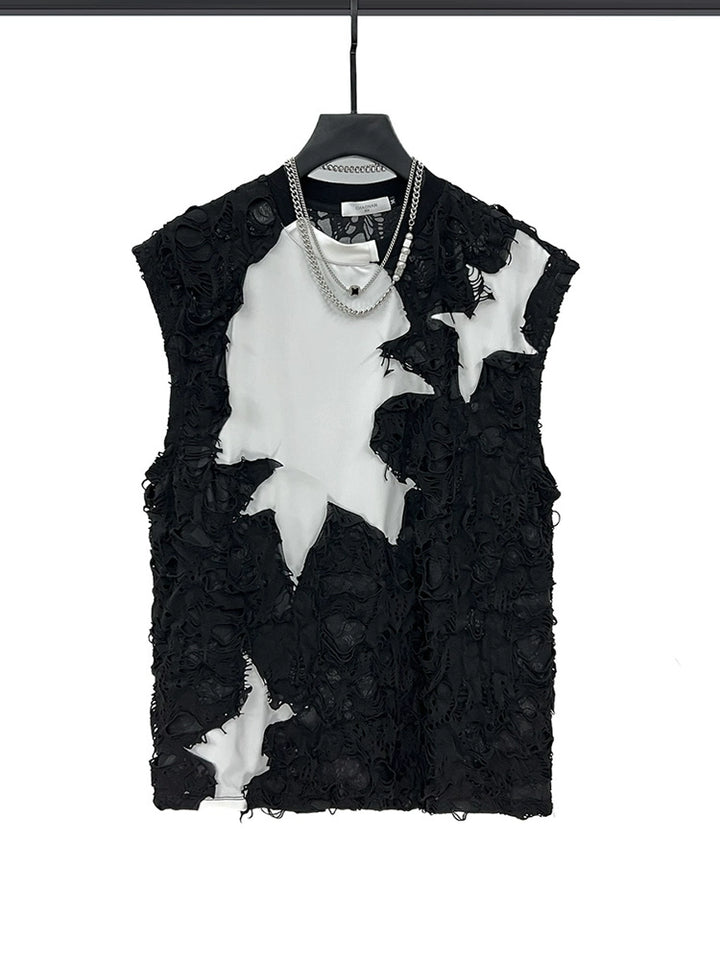 Patchwork Sleeveless Lace Sports Vest