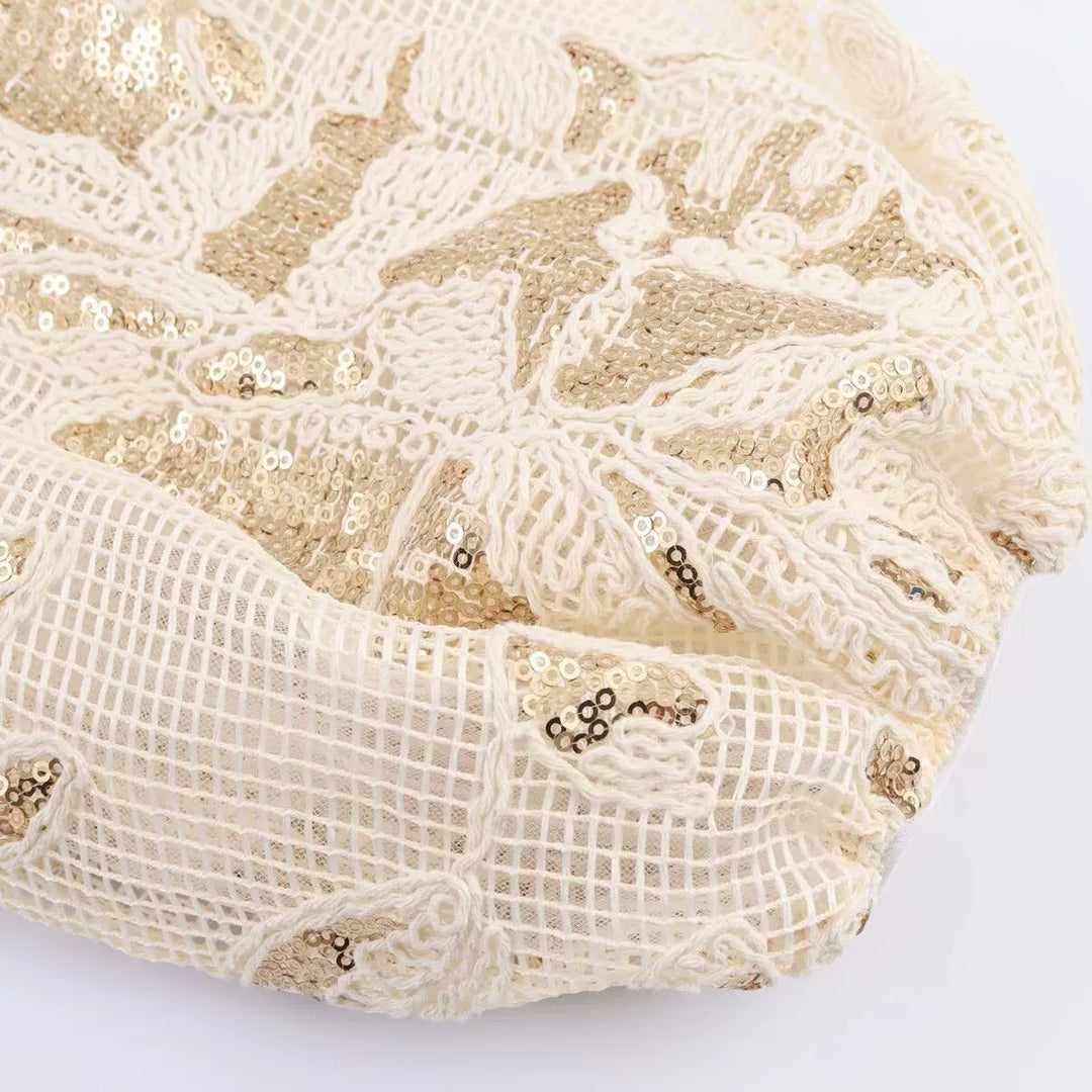 طقم تنورة مكون من قطعتين بتطريز خرز