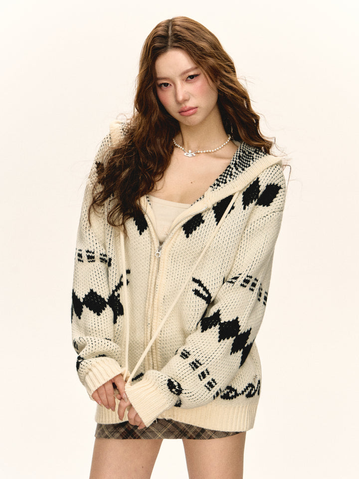 Hooded Zipper Cardigan