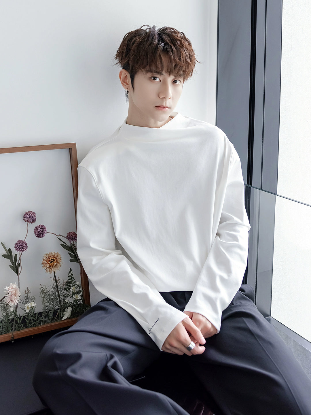 Double-Layer Swing Collar Long-Sleeve Pullover