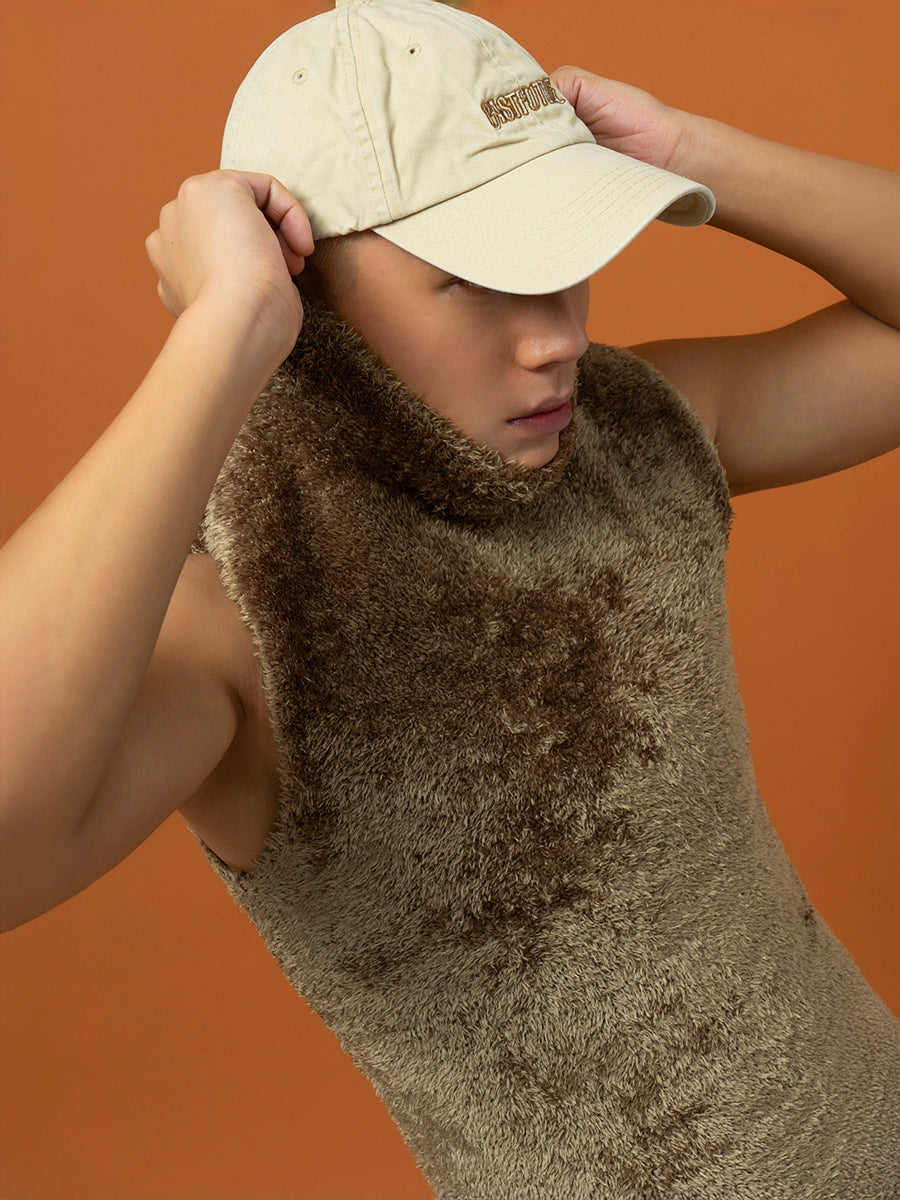 Plush High Collar Sleeveless Vest Sweater