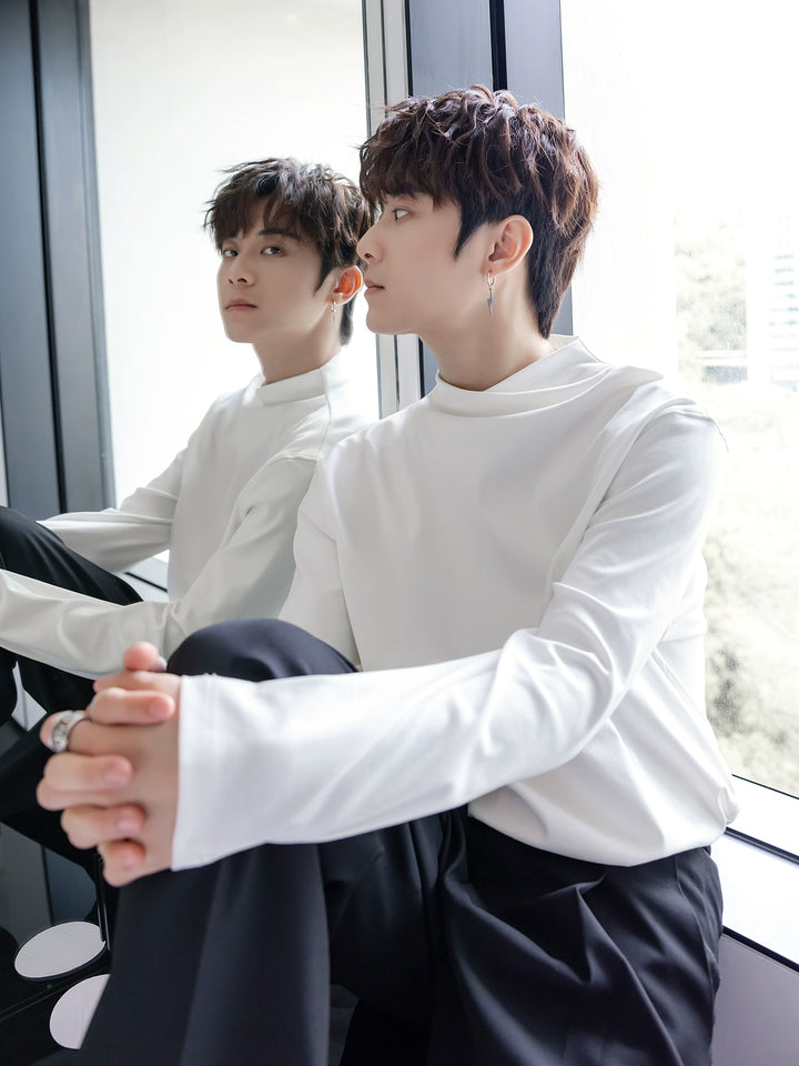 Double-Layer Swing Collar Long-Sleeve Pullover