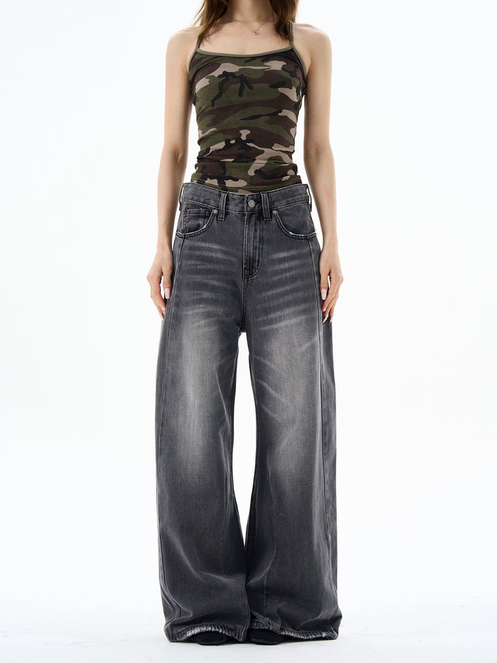 Grey Wide-Leg Jeans