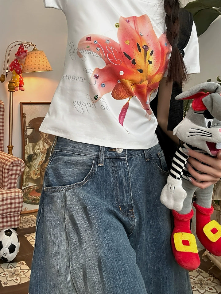 Loose Wide-Leg Denim Pants