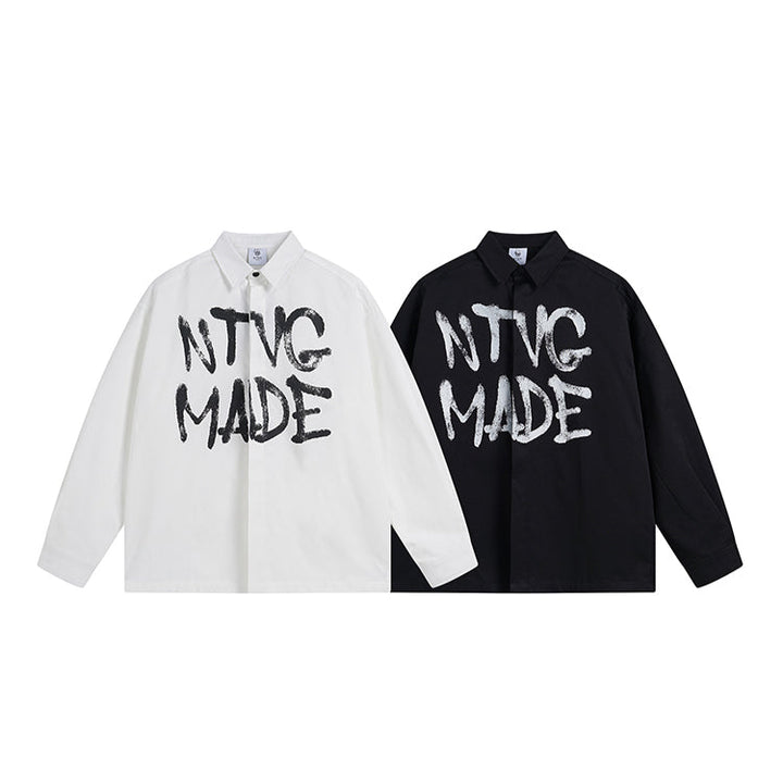 Graffiti Print Long-Sleeved Shirt