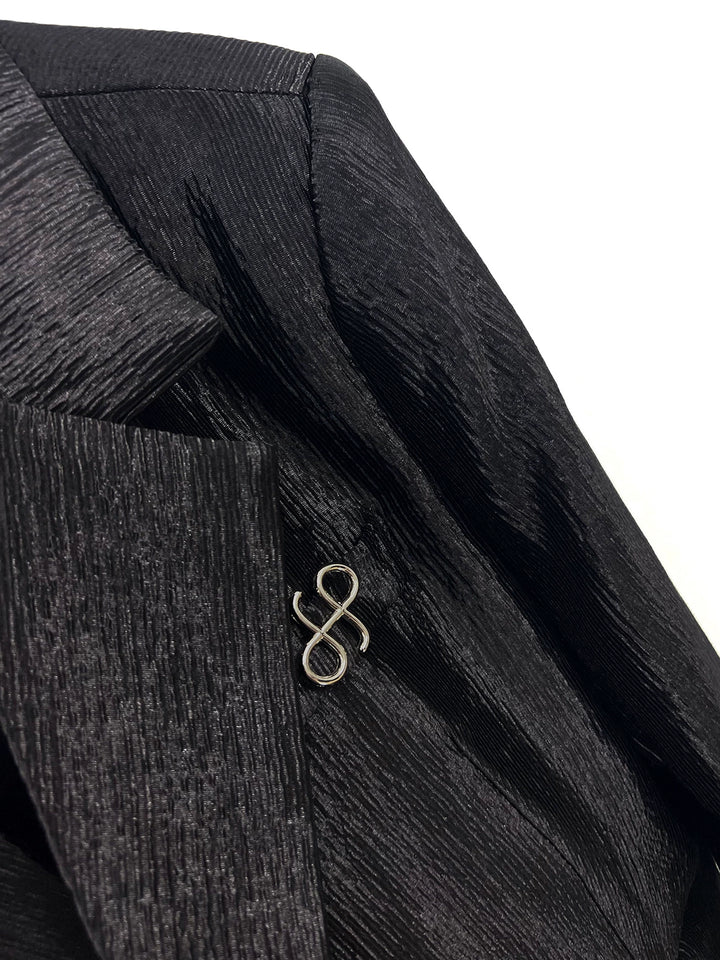 Double-Breasted Pleated Casual Suit Jacket