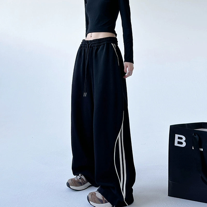 Drawstring Wide-Leg Casual Sweatpants