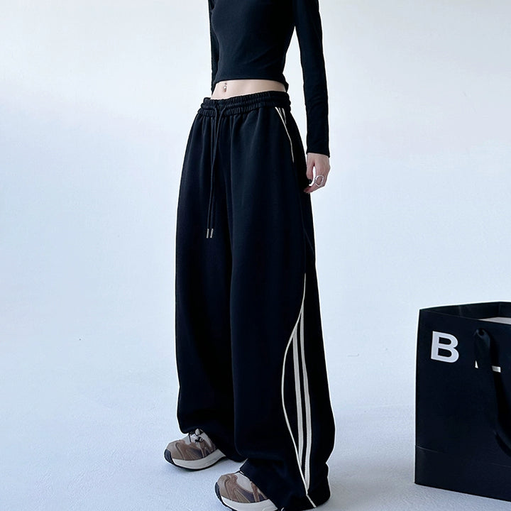 Drawstring Wide-Leg Casual Sweatpants