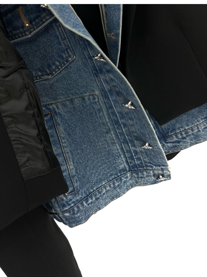 Denim Panel Short Suit Jacket