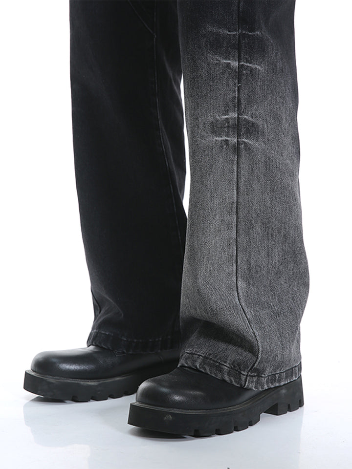 Pantalons en denim évasés avec dégradé patchwork