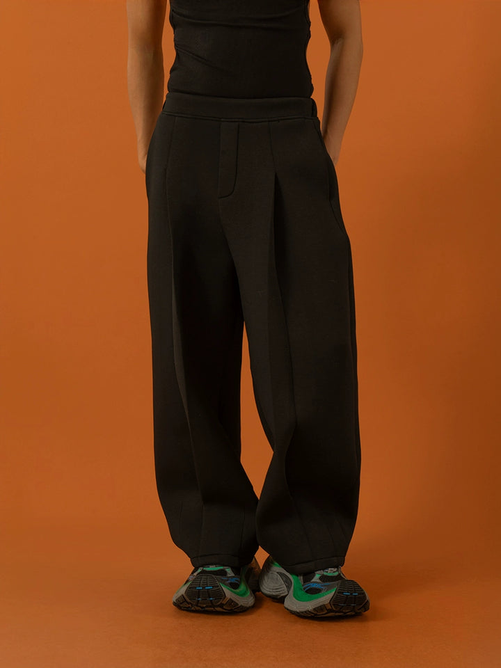 Elastic Waist Pleated Wide Leg Pants