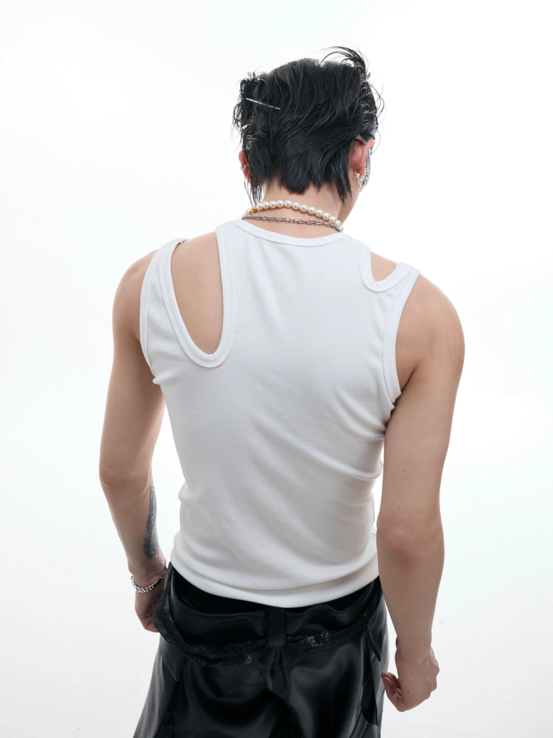 Hollow Slim Fit Metal Decor Vest
