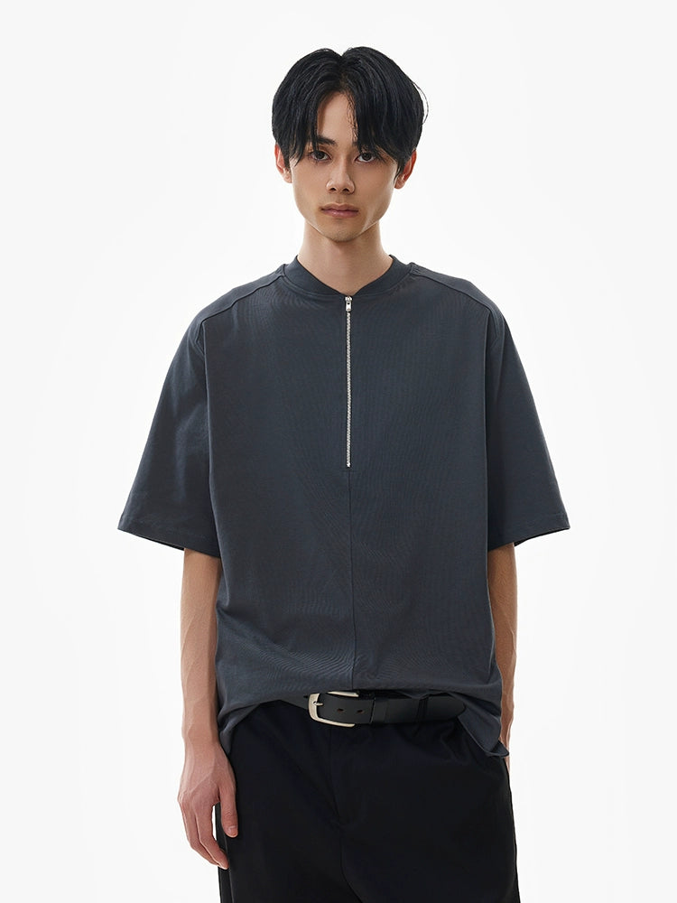 Half-Zip Boxy Short Sleeve T-shirt