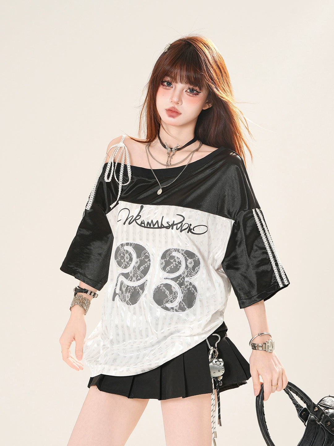 Lace Embroidery Off-Shoulder Short Sleeve Top