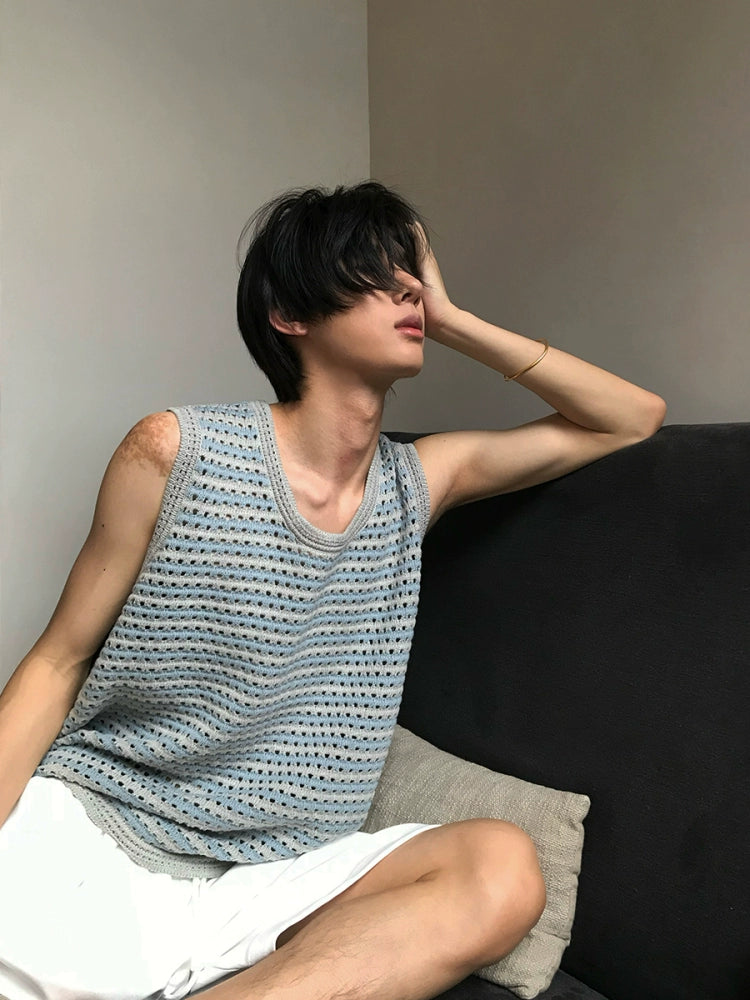 Knitted Striped Sleeveless Summer Vest