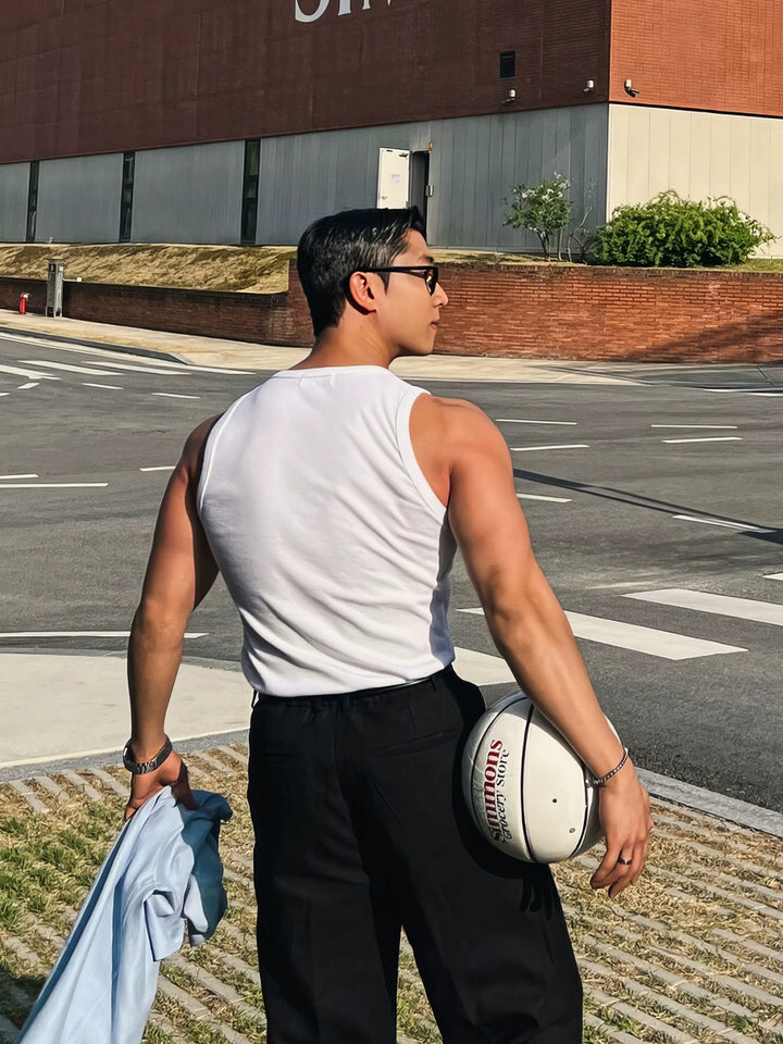 Round Neck Sleeveless Fitted Sports Vest