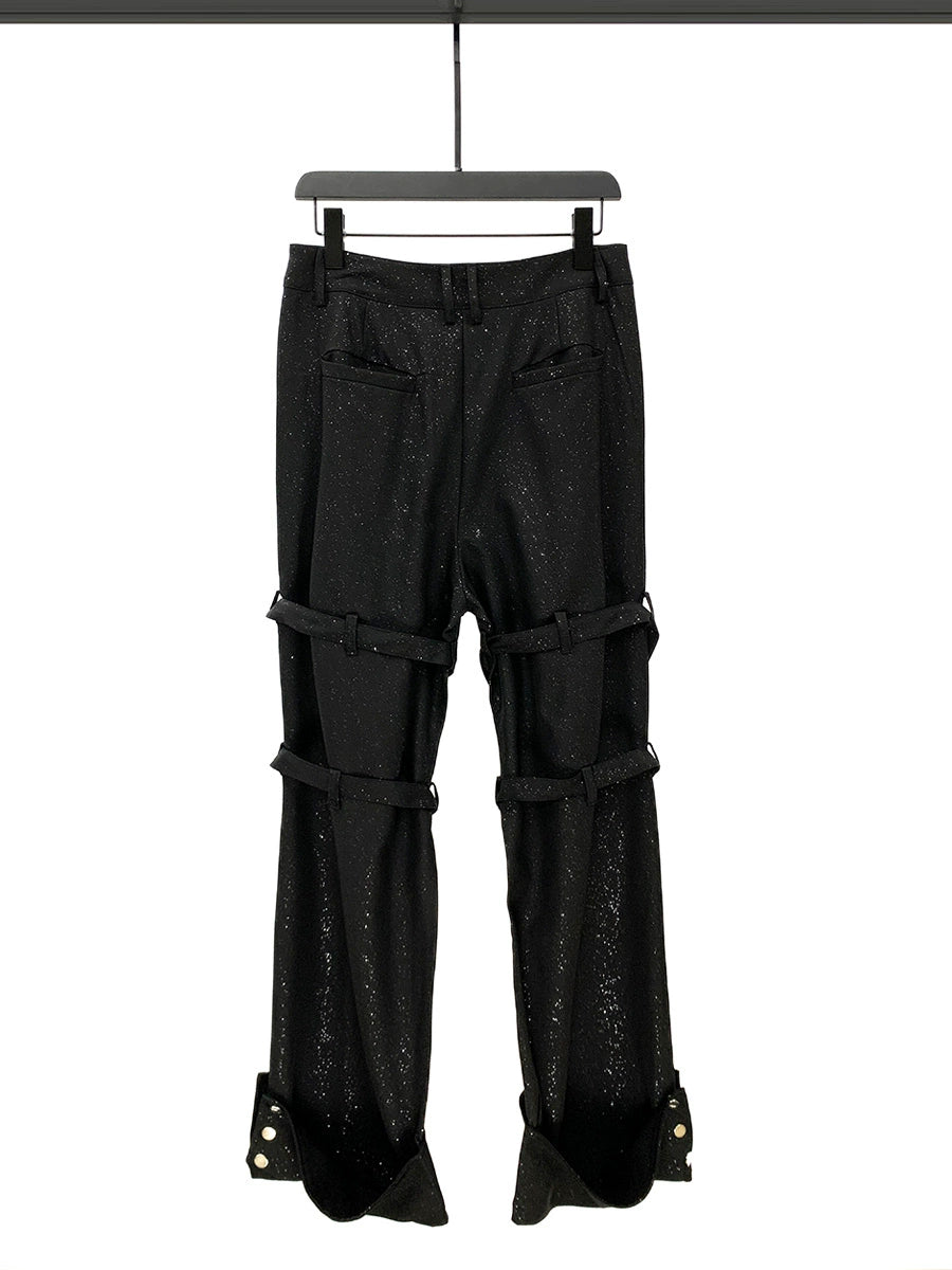 Glitter Starry Flared Bandage Pants