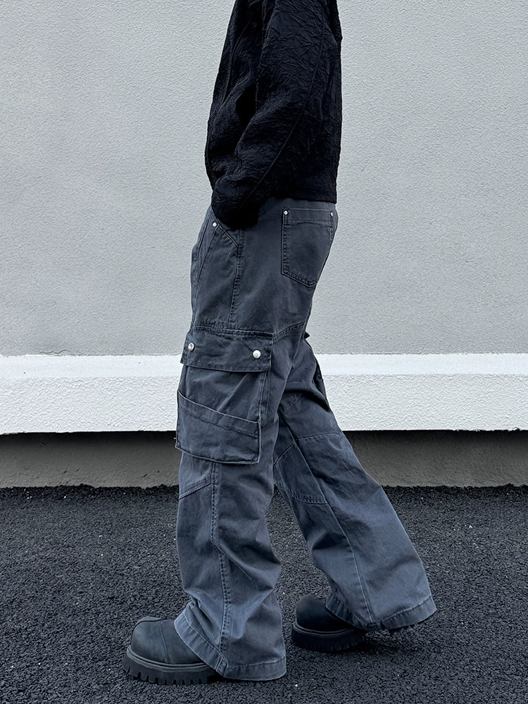 Wide-Leg Multi-Pocket Flared Jeans