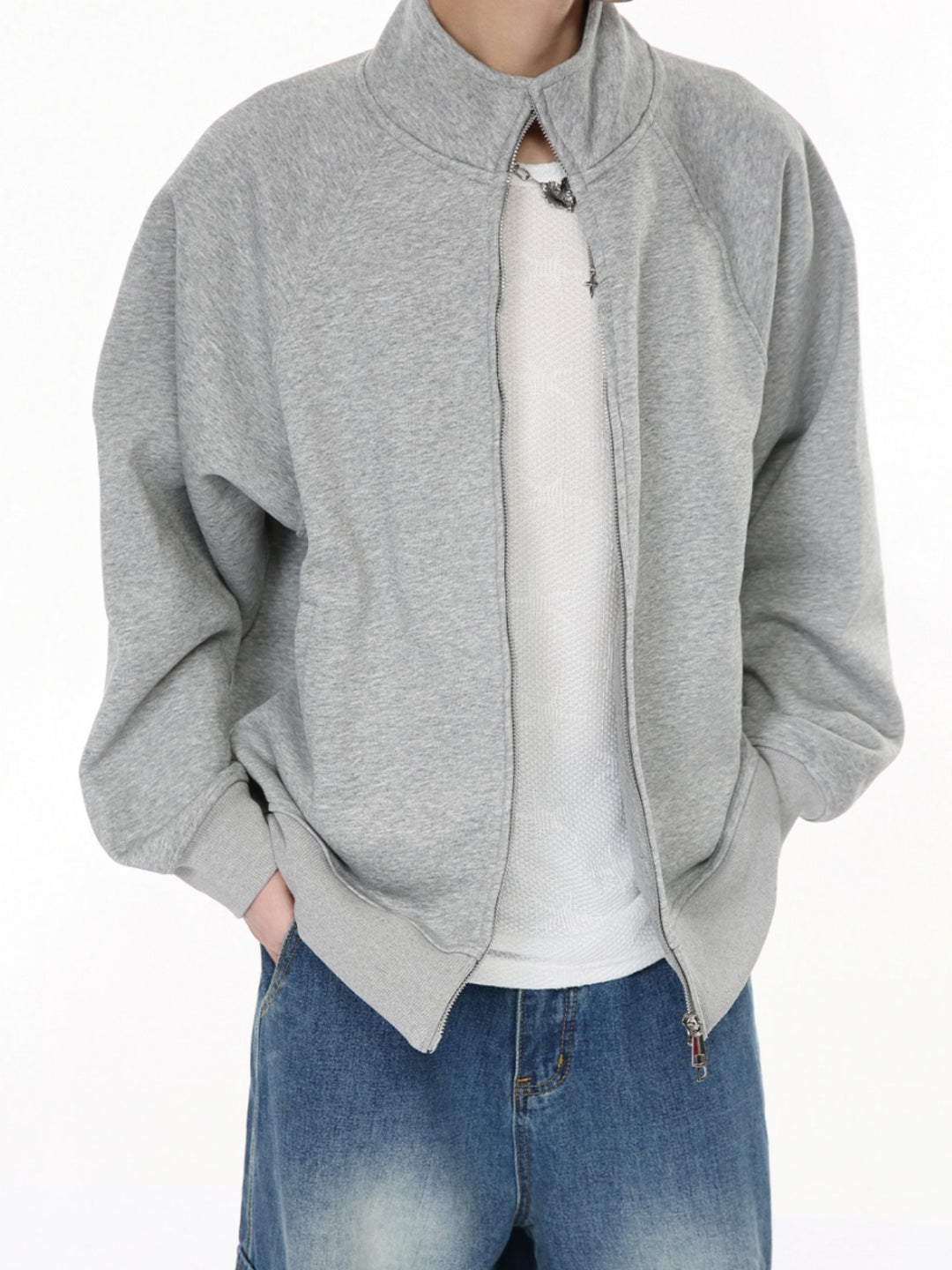 Giacca con cappuccio casual con zip a doppia corsa