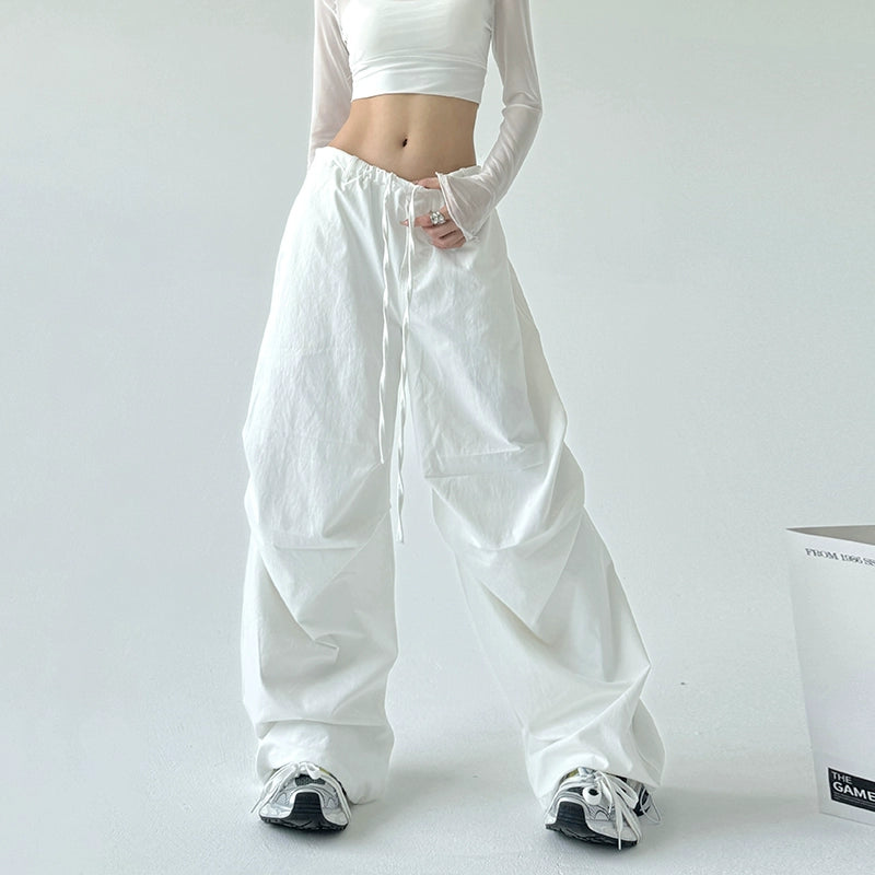 Wide-Leg Paratrooper Straight Sports Pants