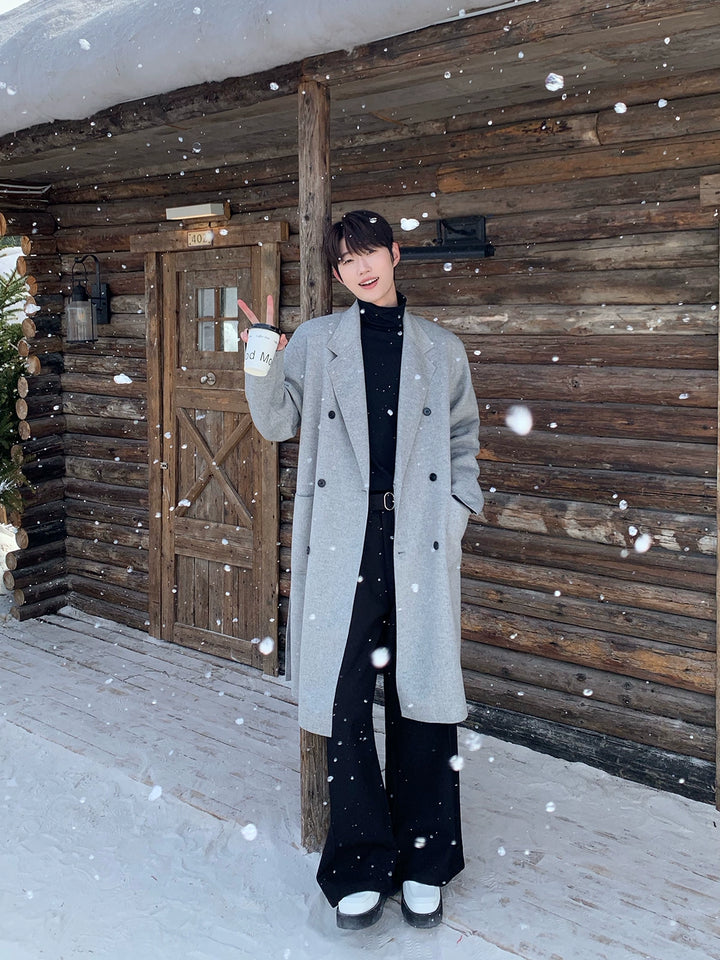 Double-Sided Wool Lapel Coat