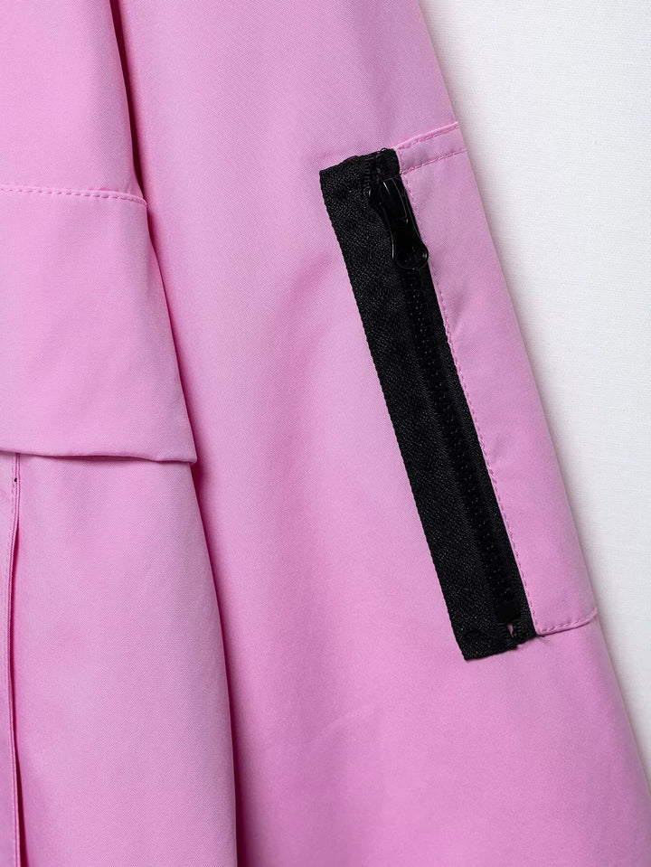 جاكيت واقي من الرياح بغطاء رأس مع جيب أمامي