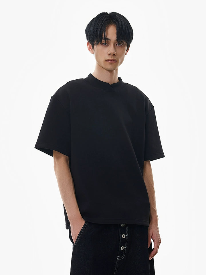 Stand Collar Cotton Loose T-shirt