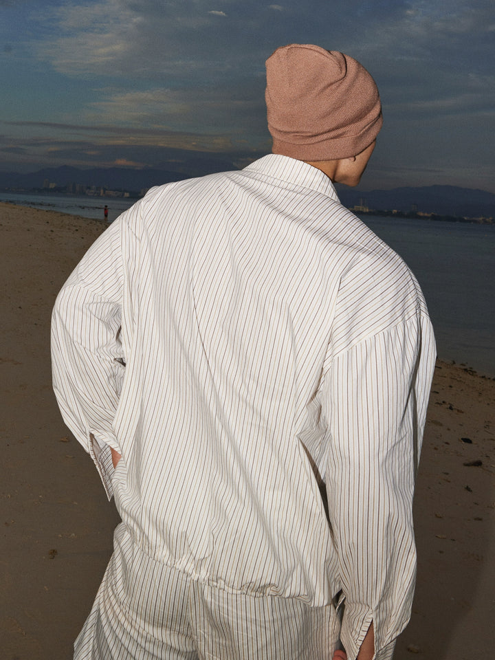 Gestreepte Beaded Shirt en Shorts Set