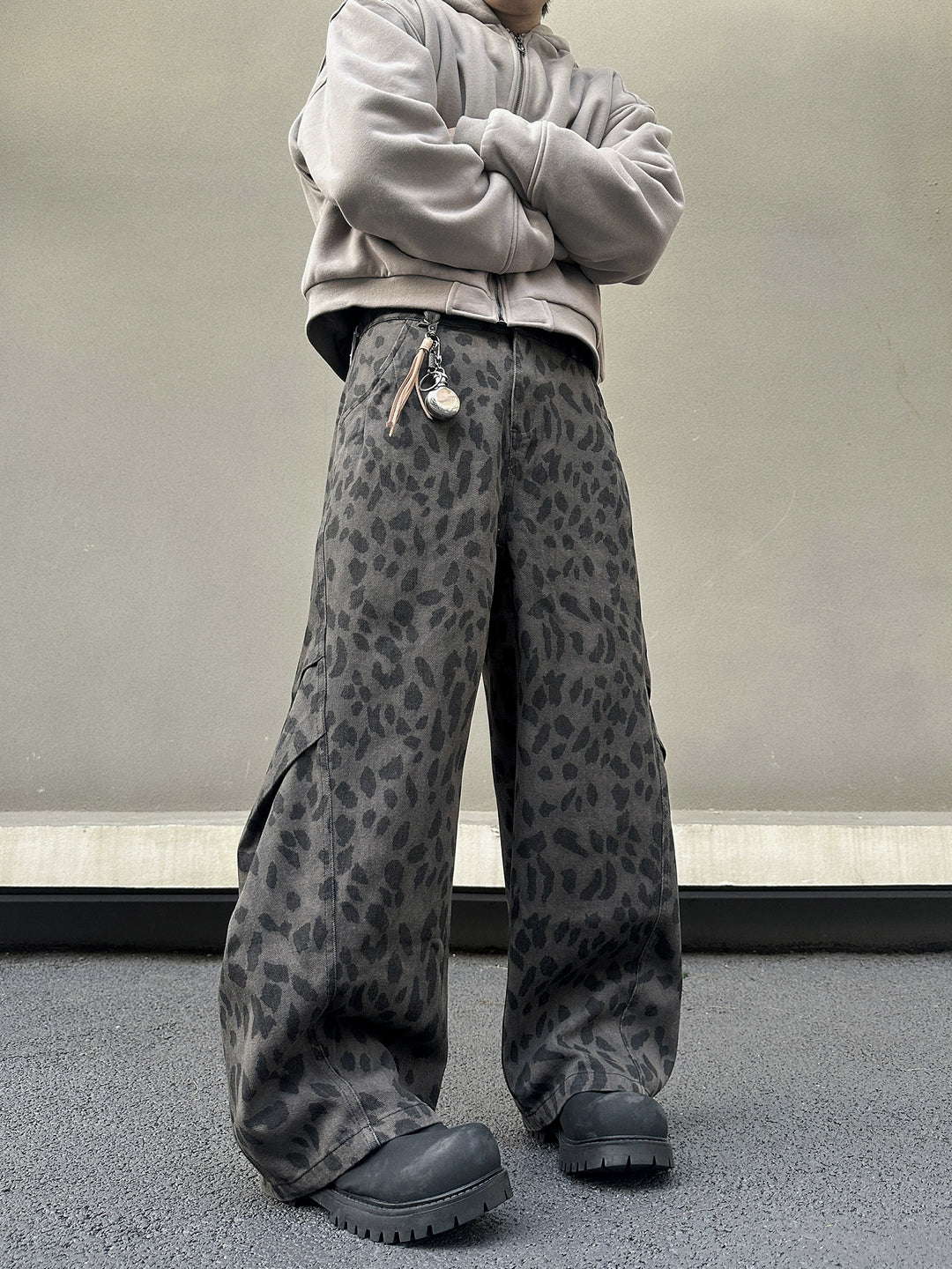 Leopard Print Wide Leg Cargo Pants