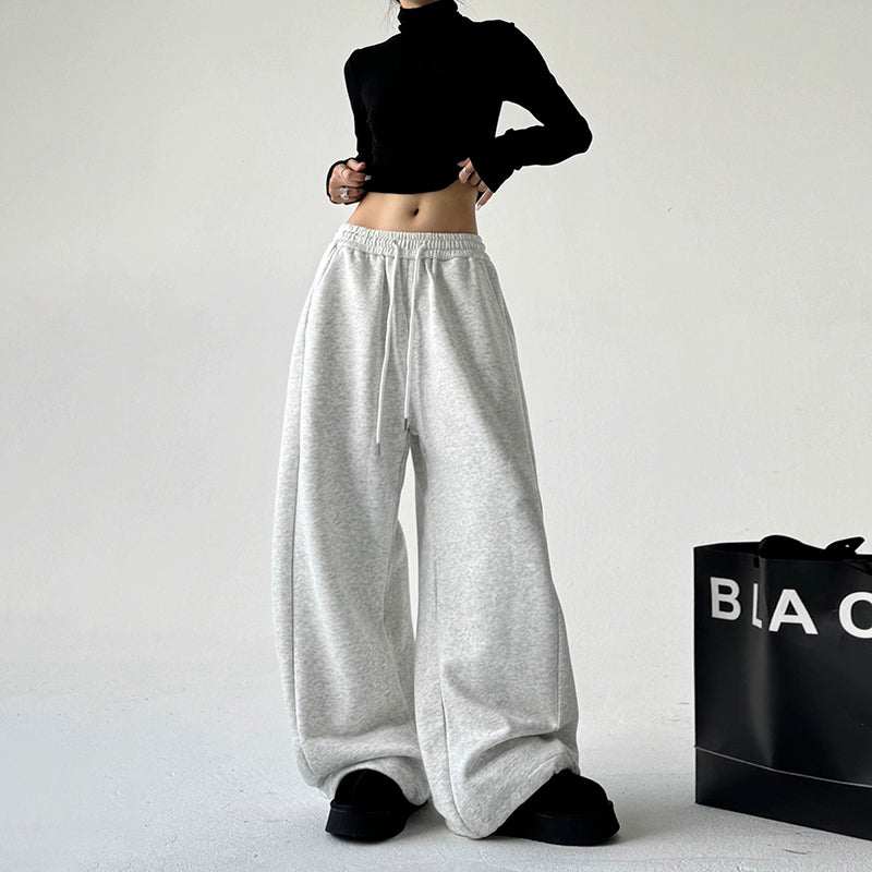 Wide-Leg High-Waisted Cotton Casual Pants