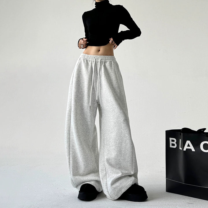 Wide-Leg High-Waisted Cotton Casual Pants