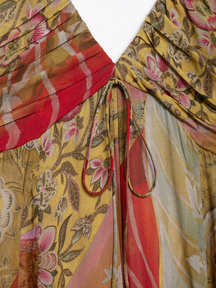 فستان ميدي مزخرف بأشرطة سباغيتي