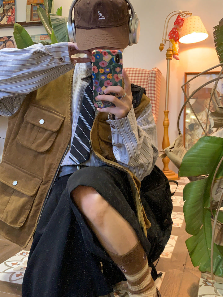 Corduroy Outdoor Multi-Pocket Workwear Vest