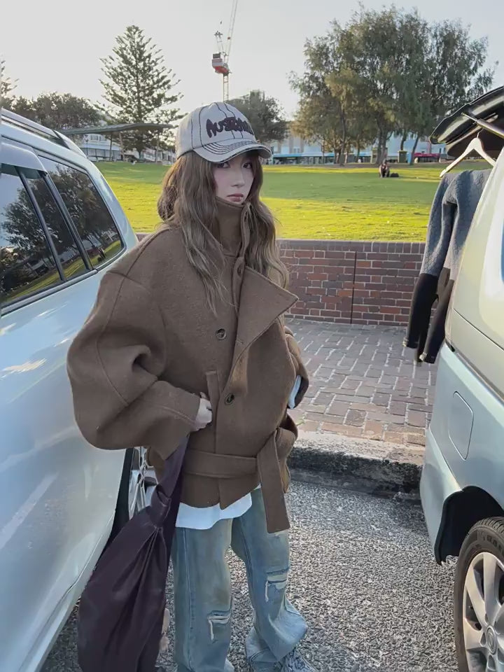 Wool Alpaca Oversized Belted Coat