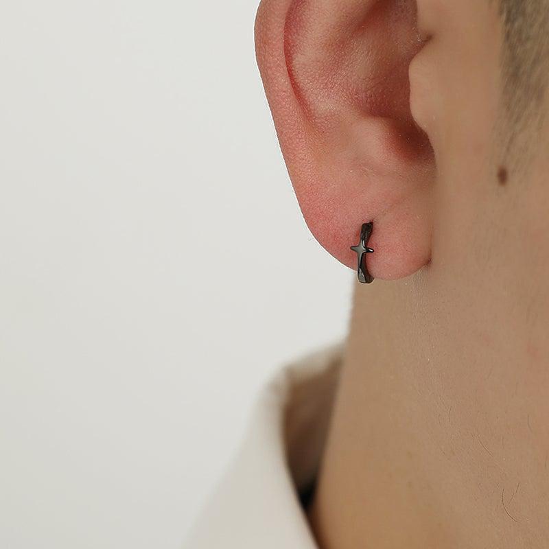 Black Cross Hoop Earrings