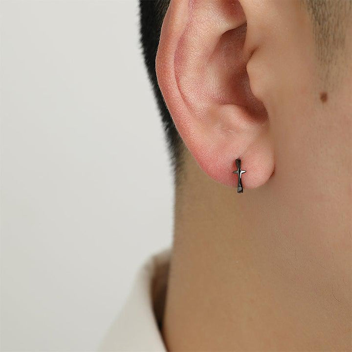 Black Cross Hoop Earrings