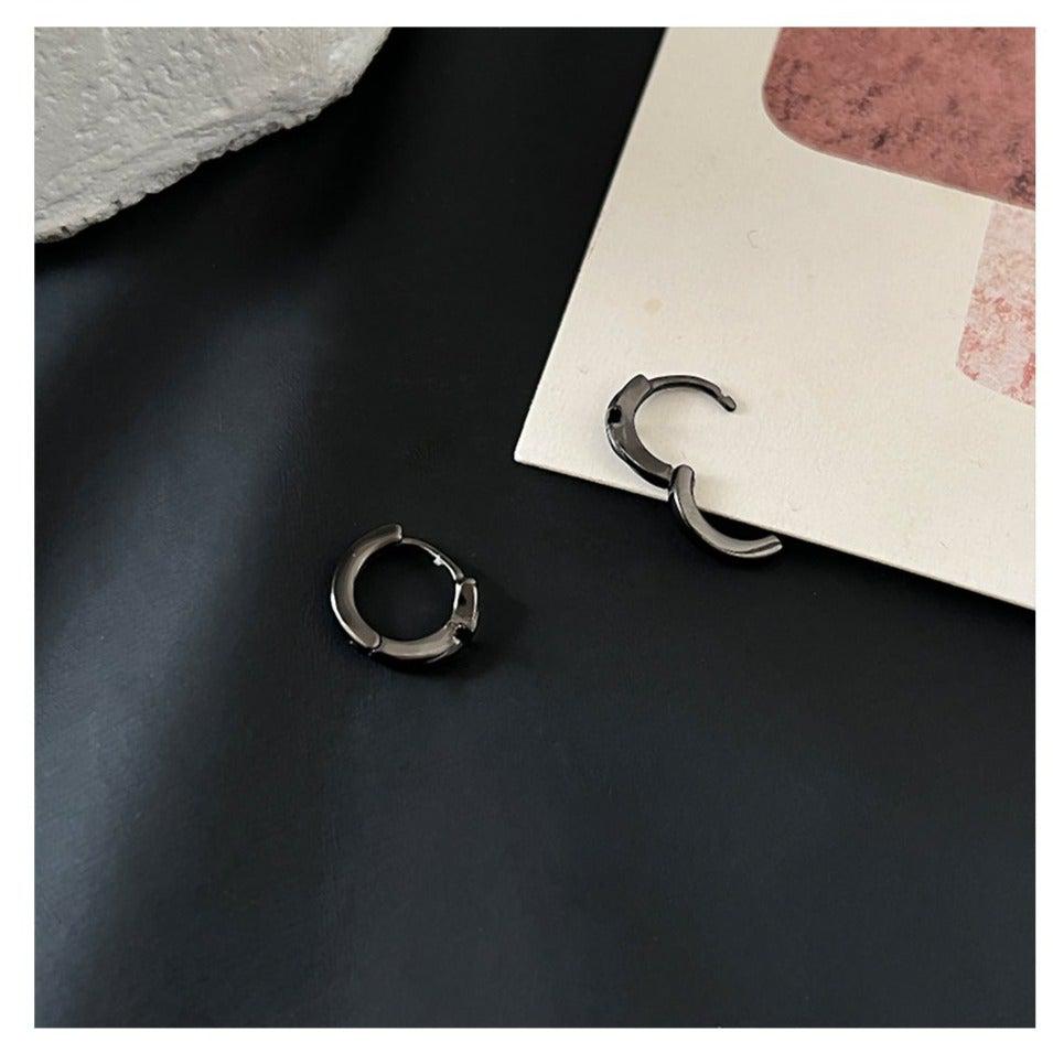 Black Cross Hoop Earrings