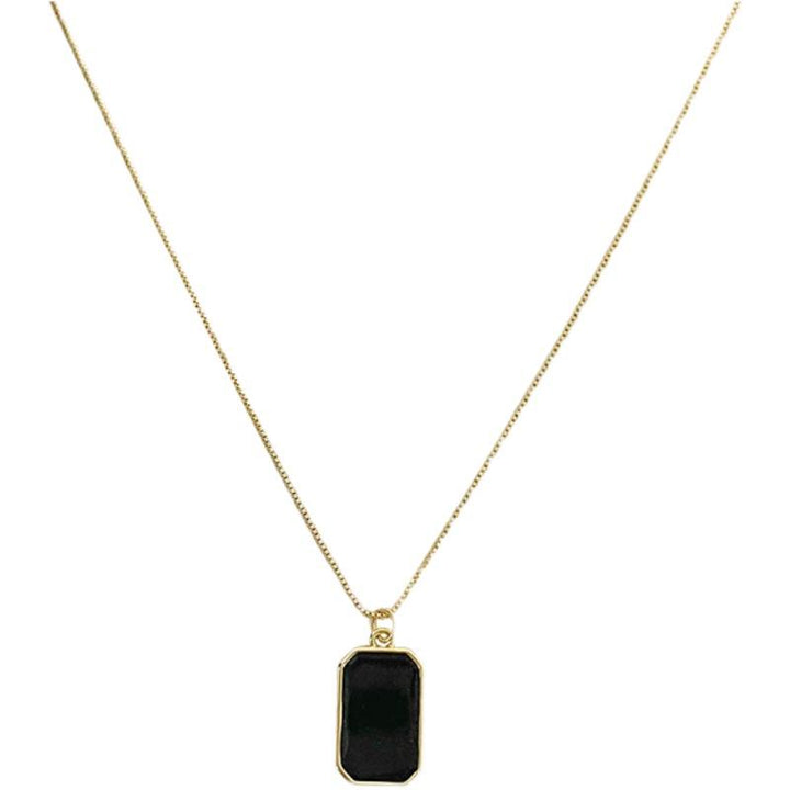 Black Square Pendant Necklace