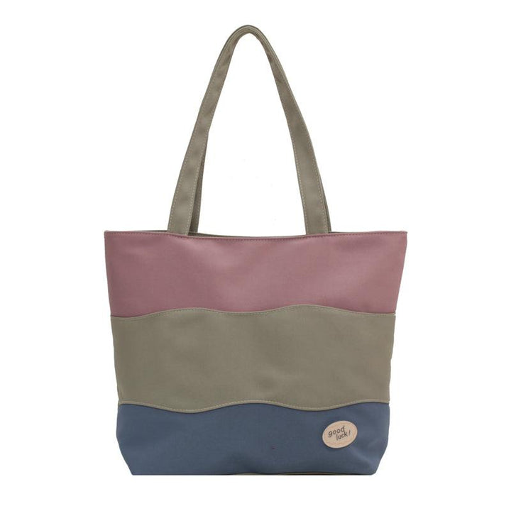 Contrast Canvas Shopping Bag